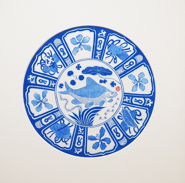 Hoi Kiu Angel Hui, ‘My Little Hong Kong- Blue and White Series: Fish in water’, 2020, Painting, Chinese mineral pigment on rice paper, Alisan Fine Arts