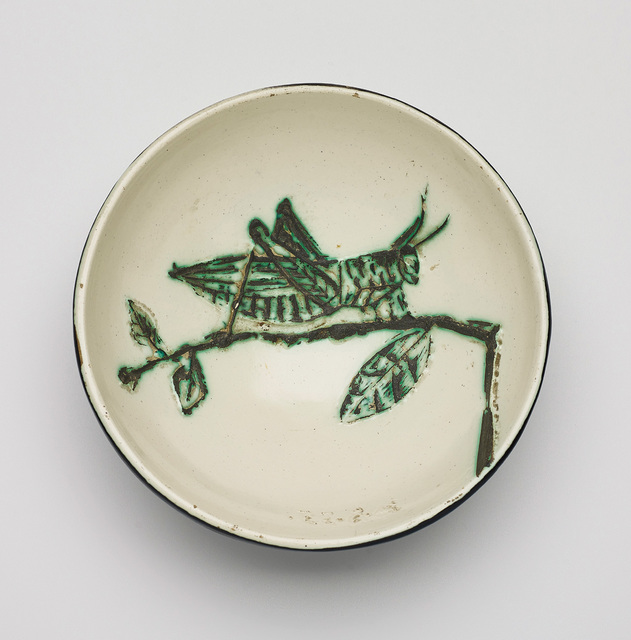Pablo Picasso, ‘Sauterelle sur une branche (Grasshopper on a Branch)’, 1955, Design/Decorative Art, White earthenware turned bowl, painted in colours with partial brushed glaze., Phillips