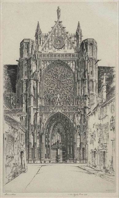 John Taylor Arms, ‘Gothic Glory, Sens Cathedral (Fletcher 218)’, 1929, Print, Etching, on oatmeal flecked laid paper, Doyle