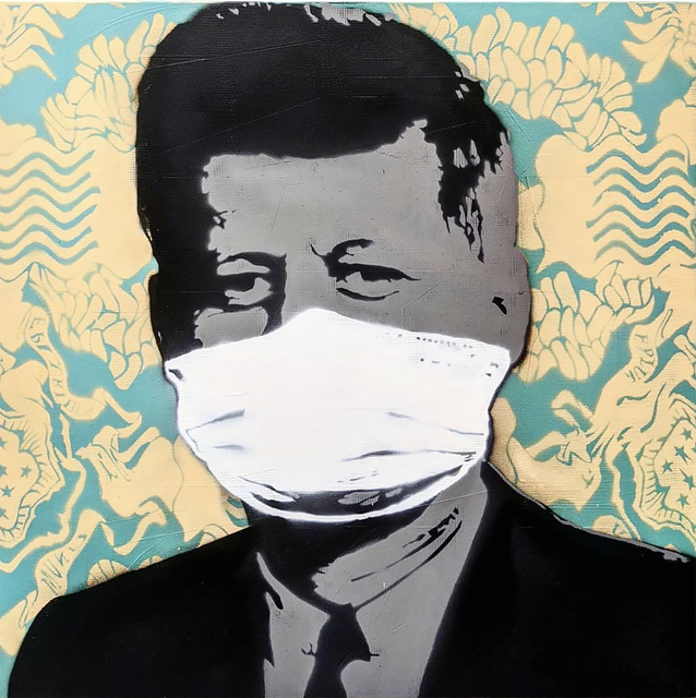 Kar-Part, ‘"Mask, Not What Your Country Can Do For You", YELLOW aerosol on wood ’, 2020, Painting, Aerosol on wood, Wallspace