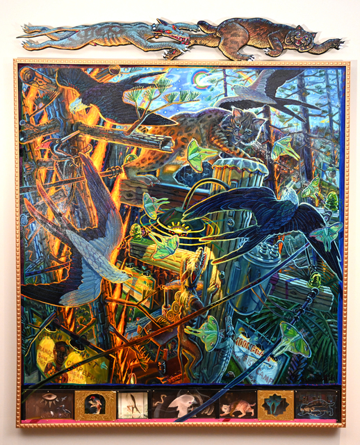 Mark Messersmith, ‘End of the Line’, 2019, Painting, Oil on canvas, carved wooden pediment, and mixed media predella, Valley House Gallery & Sculpture Garden