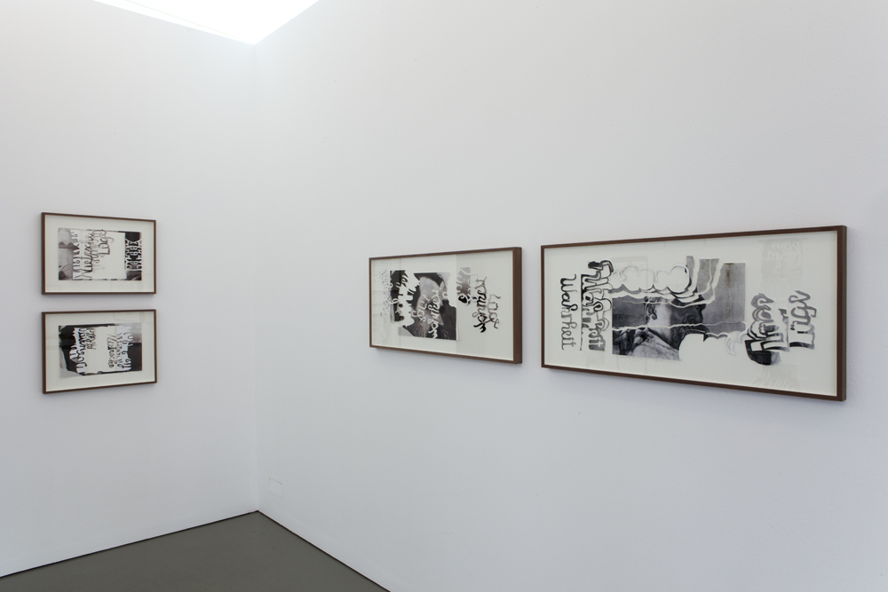 Exhibition view with the framed works of the 'Break Up' and 'Shifted by Force' series; photo: Lukas Heibges Exhibition view with the framed works of the 'Break Up' and 'Shifted by Force' series; photo: Lukas Heibges
