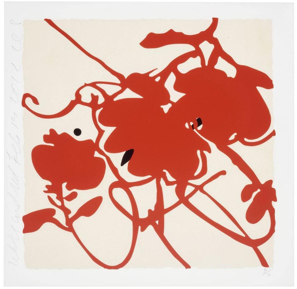 Donald Sultan - White and Red, February 14, 2012, from Lantern Flowers