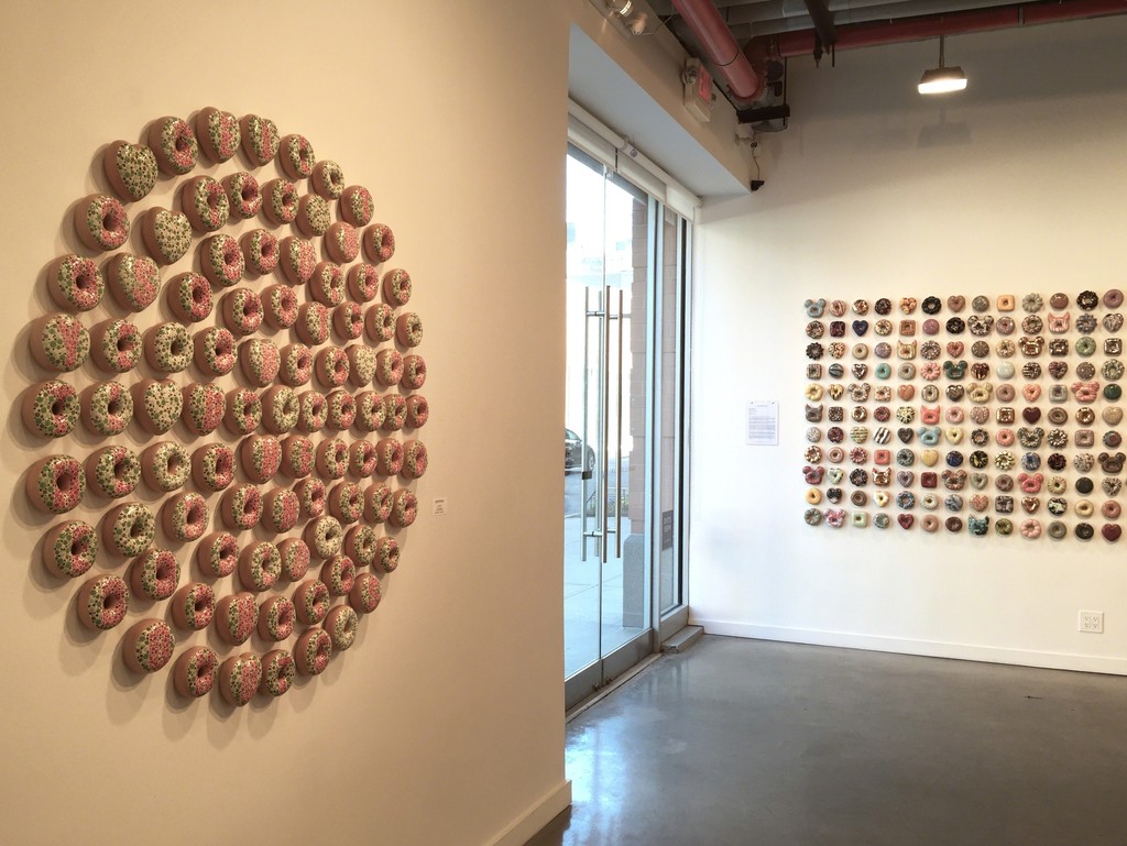 "Buy, Sell, Hold The Donut" (left) and "Donut Ever Forget Me" installation (right) "Buy, Sell, Hold The Donut" (left) and "Donut Ever Forget Me" installation (right)