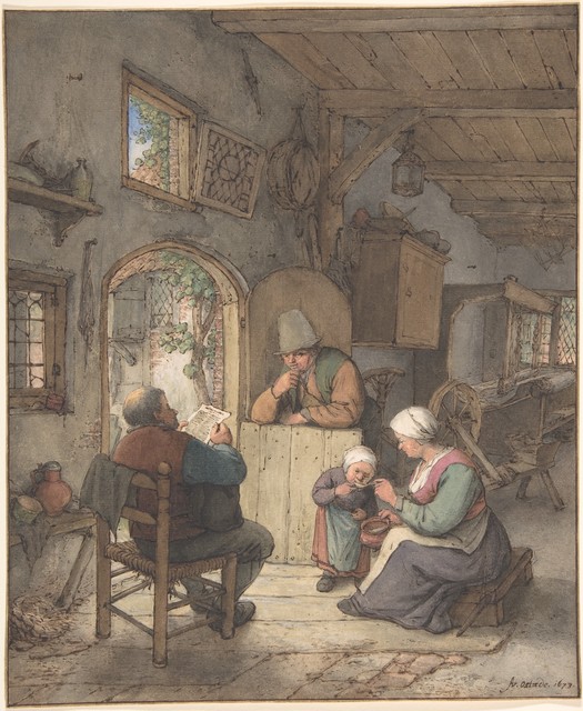 Adriaen van Ostade, ‘Reading the News at the Weavers' Cottage’, 1673, The Metropolitan Museum of Art