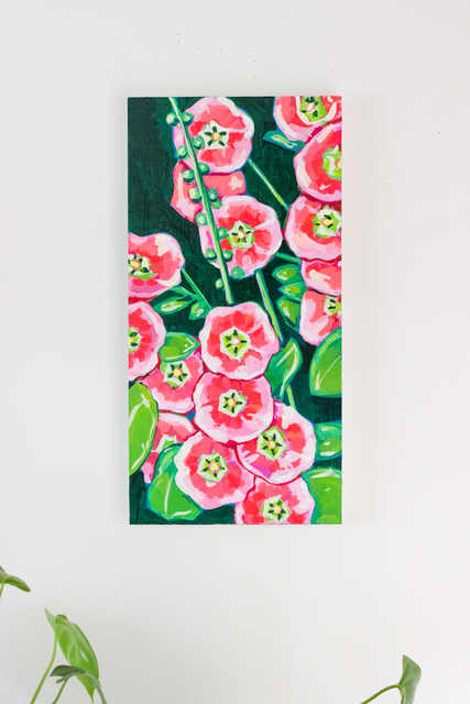 Rachael Nerney, ‘Hot Pink Hollyhock ’, 2020, Painting, Gouache on wood panel, Miller Gallery Charleston