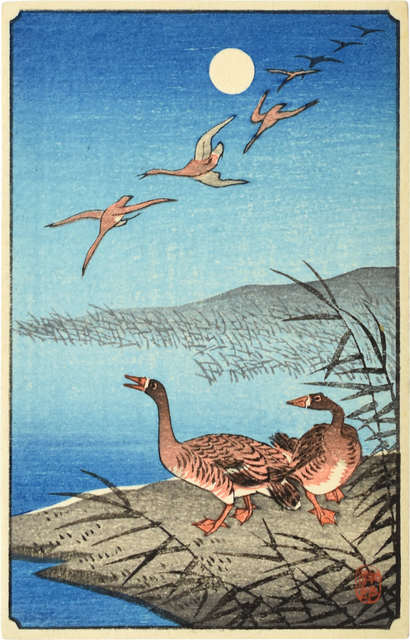 Ohara Koson, ‘White-fronted Geese Among Reeds and in Flight’, ca. 1930s, Scholten Japanese Art