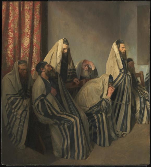 William Rothenstein, ‘Jews Mourning in a Synagogue’, 1906, Painting, Oil on canvas, Ben Uri Gallery and Museum