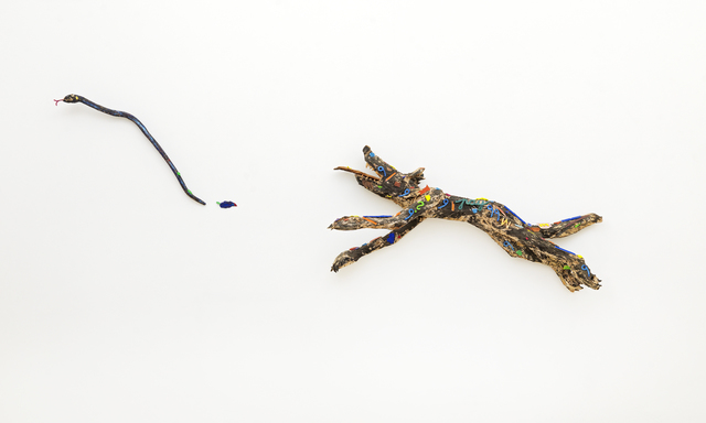 Veikko Hirvimäki, ‘Grass snake nightmare’, 2017, Sculpture, Painted wood and plastic, Galerie Forsblom