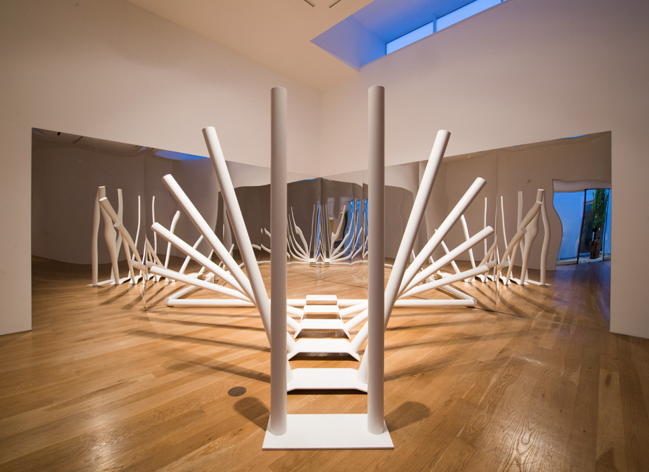 Ray Barrie, "Physical Limits II," 2014. 6 units, cor-ten steel plate, cold pressed steel tubes, powder coating, and acrylic mirror. 8 x 16 x 16 feet overall Ray Barrie, "Physical Limits II," 2014. 6 units, cor-ten steel plate, cold pressed steel tubes, powder coating, and acrylic mirror. 8 x 16 x 16 feet overall