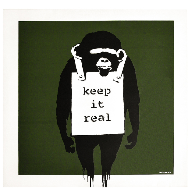 Banksy, ‘KEEP IT REAL / LAUGH NOW (Green Cover Album)’, 2008, Print, Offset print on album cover with vinyl record, Silverback Gallery