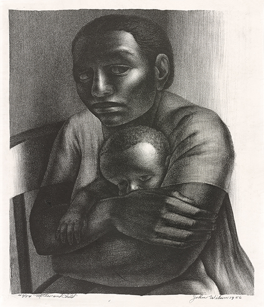 John Wilson, Mother and Child, study for The Incident, 1956. Lithograph. Yale University Art Gallery, Everett V. Meeks, b.a. 1901, Fund. © Estate of John Wilson John Wilson, Mother and Child, study for The Incident, 1956. Lithograph. Yale University Art Gallery, Everett V. Meeks, b.a. 1901, Fund. © Estate of John Wilson