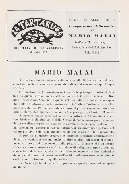 Mario Mafai, ‘Bollettino’, Finarte