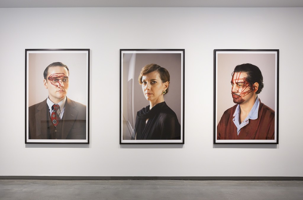 Kerry Tribe, left to right: Sam, Camille, Joe, 2012, installation view, Telling Tales: Excursions in Narrative Form, Museum of Contemporary Art Australia, 2016, c-type print, image courtesy the artist and Museum of Contemporary Art Australia © the artist, photograph: Jessica Maurer Kerry Tribe, left to right: Sam, Camille, Joe, 2012, installation view, Telling Tales: Excursions in Narrative Form, Museum of Contemporary Art Australia, 2016, c-type print, image courtesy the artist and Museum of Contemporary Art Australia © the artist, photograph: Jessica Maurer