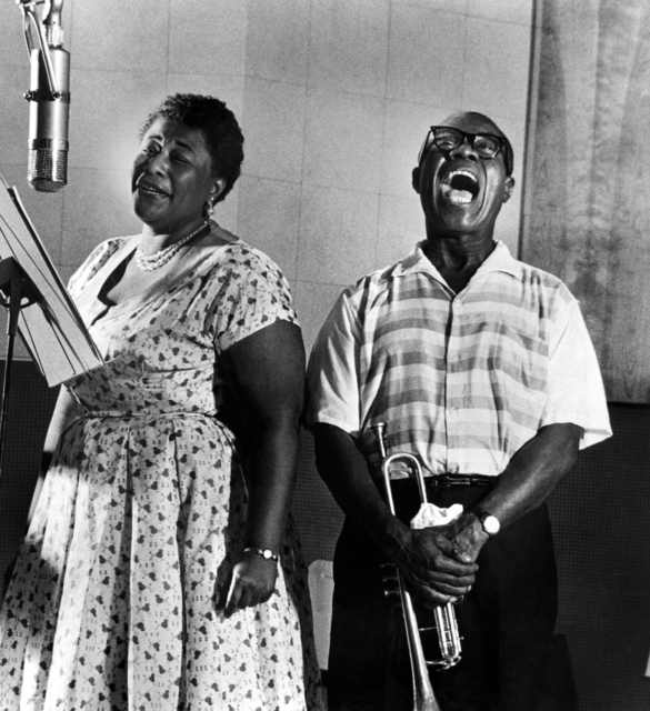 Phil Stern, ‘Ella Fitzgerald and Louis Armstrong recording the album "Ella and Louis"’, 1952, Staley-Wise Gallery