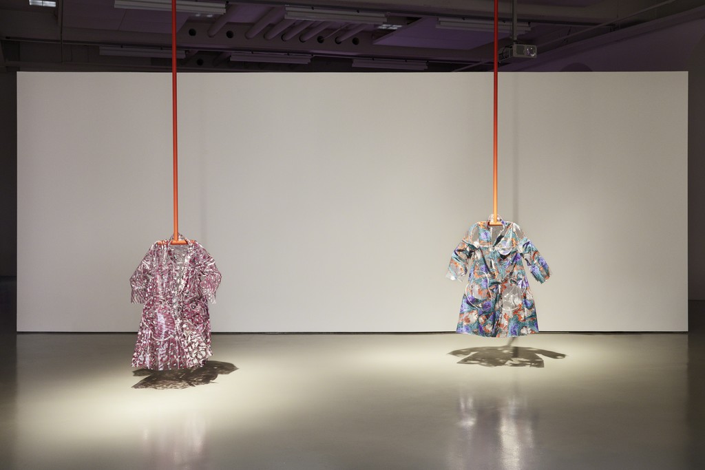 Aleksandra Domanović, HeLa on Zhora's coat, 2015. "Inhuman" at Fridericianum, 2015 © Photo: Achim Hatzius Aleksandra Domanović, HeLa on Zhora's coat, 2015. "Inhuman" at Fridericianum, 2015 © Photo: Achim Hatzius