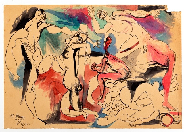 Renato Guttuso, ‘Study for Crucifixion’, 1943, Mixed Media, Mixed media on paper applied on card, Finarte