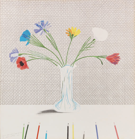 David Hockney - Coloured flowers made of paper and ink