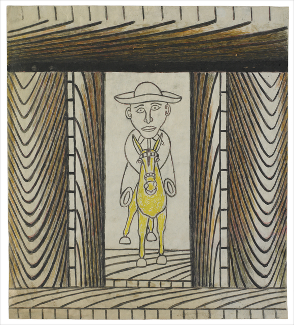 Martín Ramírez, ‘Untitled (Man Riding Yellow Donkey)’, C. 1960-63, Robert Berman Gallery