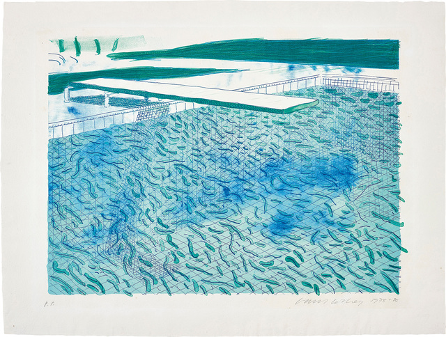David Hockney, ‘Lithograph of Water Made of Lines, a Green Wash, and a Light Blue Wash’, 1978-80, Phillips