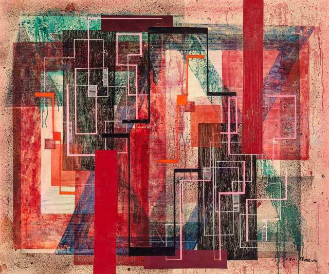 Irene Rice Pereira, ‘Progression of Reds’, circa 1946, Painting, Oil on canvas, Doyle