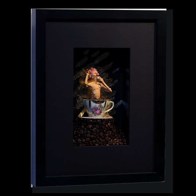 Kunst met een R, ‘Coffee Bathing II’, 2020, Drawing, Collage or other Work on Paper, 3D Shadow Box, Eden Fine Art