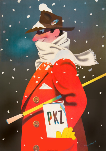 Herbert Leupin, ‘PKZ Menswear - Red Overcoat - Snow’, 1942, Omnibus Gallery