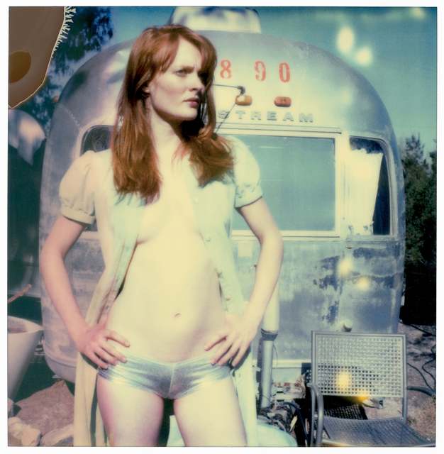 Stefanie Schneider, ‘Daisy in front of Trailer (Till Death do Us Part ) 30x30cm, including Soundtrack LP by Daisy McCRackin’, 2005, Photography, Analog C-Print, hand-printed by the artist on Fuji Crystal Archive Paper, based on a Polaroid, not mounted, Instantdreams