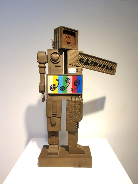 Nam June Paik, ‘Metrobot’, 1988, Sculpture, Bronze, screen, electrical wire, colored glass and grain, Art Works Paris Seoul Gallery