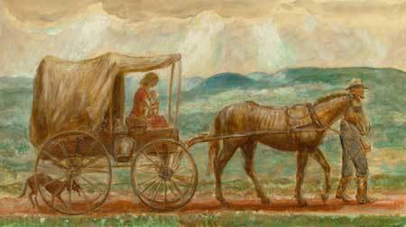 John Steuart Curry, ‘Melora in the Cart (From "John Brown's Body")’, 1944, Painting, Tempera with oil on paper laid on masonite, Kiechel Fine Art