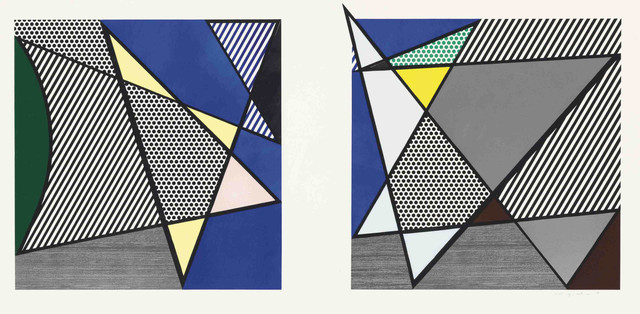 Roy Lichtenstein, ‘Imperfect Diptych 46 1/4’’ x 91 3/8’’, from: Imperfect Series’, 1988, Print, Woodcut, Screenprint and collage on Archivart 4-ply Museum Board, Shapero Modern