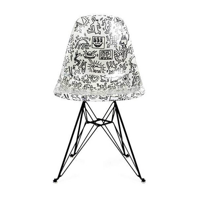 Keith Haring Fiberglass Side Shell Eiffel Chair Faces 2016 2019