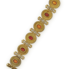 Castellani, An Archaeological Style Gold, Pearl and Carnelian Bracelet (ca. 1870)