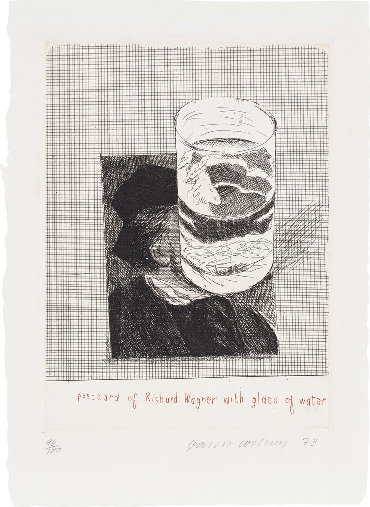 David Hockney - Postcard of Richard Wagner with a Glass of Water, from Eighteen Small Prints (S.A.C. 154)