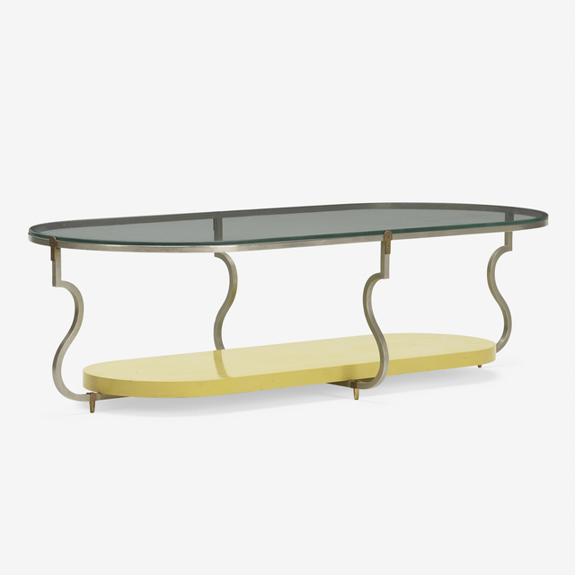 Tommi Parzinger, ‘coffee table’, c. 1960, Design/Decorative Art, Nickel-plated brass, brass, lacquered wood, glass, Rago/Wright