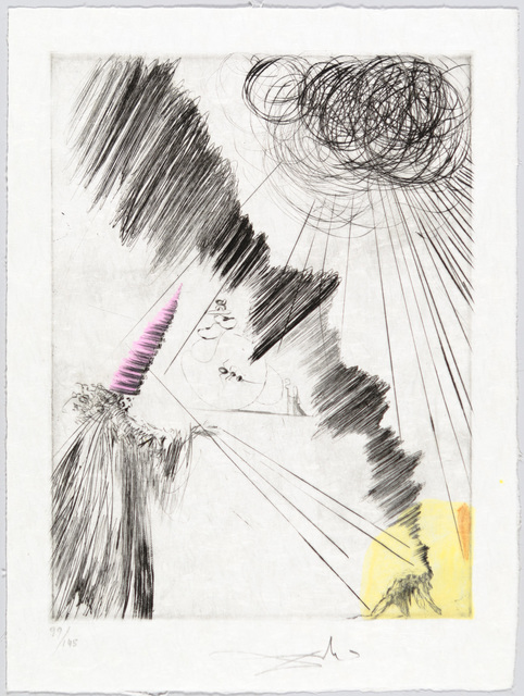 Salvador Dalí, ‘Femme au Clown’, 1968-1969, Print, Original drypoint printed in black ink on Japan paper, with hand-coloring added., Christopher-Clark Fine Art