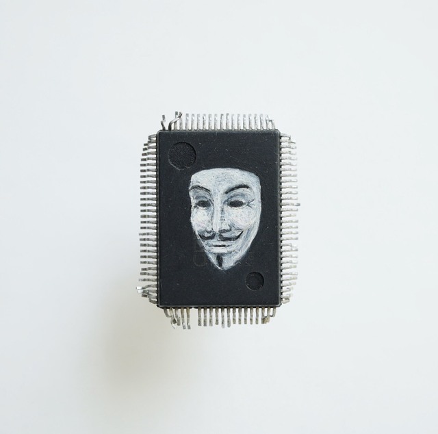Yuri Zupancic, ‘Guy Fawkes Mask ’, 2014, Painting, Oil Painting on Microchip, Gonzo Gallery