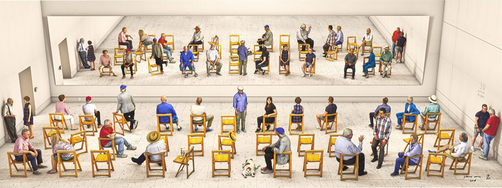 David Hockney - Pictured Gathering with Mirror