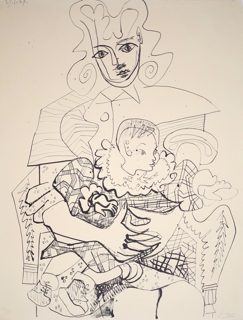 Pablo Picasso, ‘Ines et son enfant (Ines and her Son), 1947 From the series Lithograph, 42/50’, 1947, Print, Lithogrpah, ZQ Art Gallery