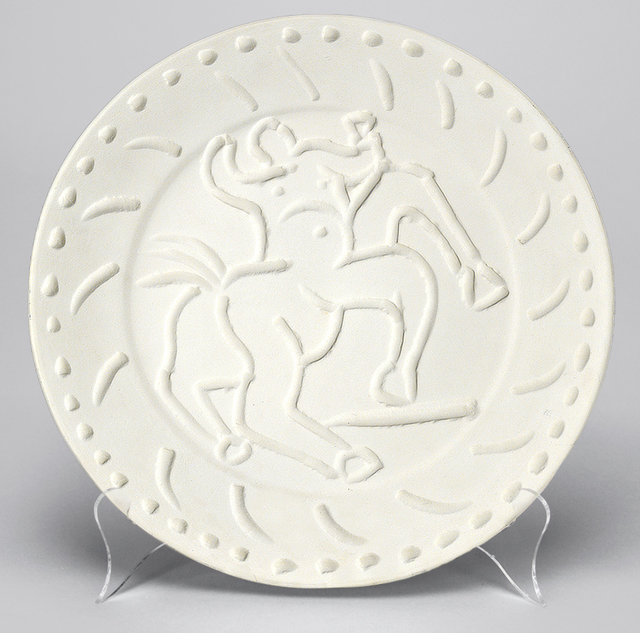 Pablo Picasso, ‘Centaur, 1956’, 1956, Sculpture, Madoura round dish of white earthenware clay, Masterworks Fine Art
