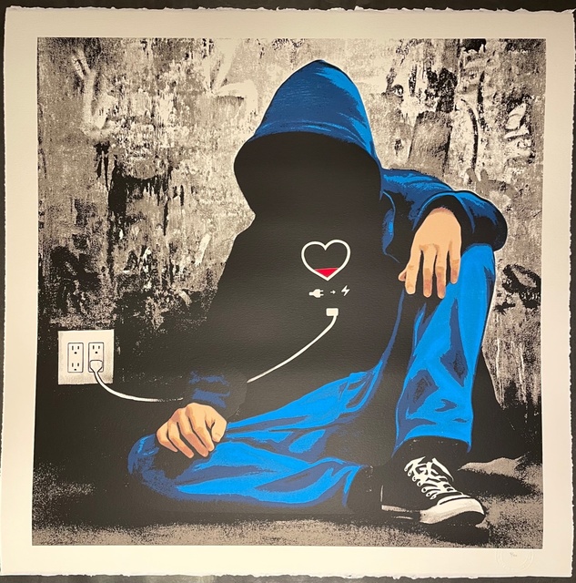 Hijack, ‘Hijack Social Media Junkie Screen Print Mr. Brainwash Son "Unplugged" Edition of 50’, 2020, Print, Thick Stock Arches Fine Art Paper with Deckled Edges, New Union Gallery