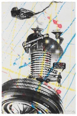Kenny Scharf, ‘Won’, 2004, Drawing, Collage or other Work on Paper, Gouache, silkscreen ink, lace, staples and glitter on paper, Rosenfeld Gallery LLC