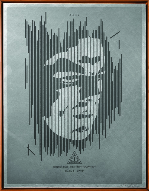 Shepard Fairey (OBEY), ‘Decoding Disinformation (Silver)’, 2015, Underdogs Gallery