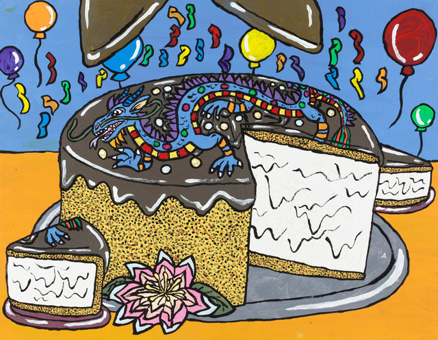 Yukari Sakura, ‘Eddie Lee's New Year Dragon Eclair Moon Cake’, 2018, Painting, Acrylic on canvas, Creativity Explored