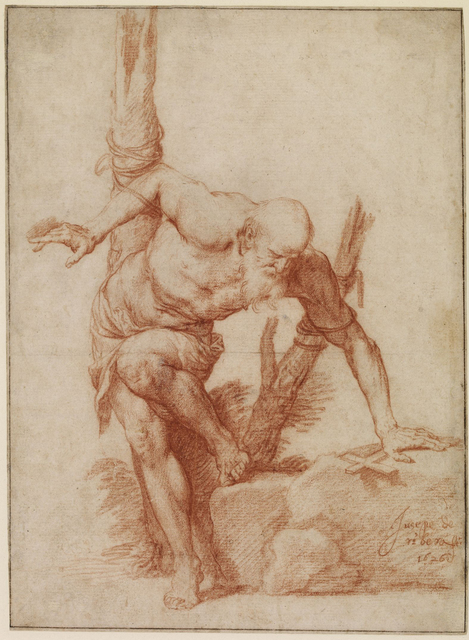 Jusepe de Ribera, ‘St. Albert tied to a tree’, 1626, Drawing, Collage or other Work on Paper, Drawing, British Museum
