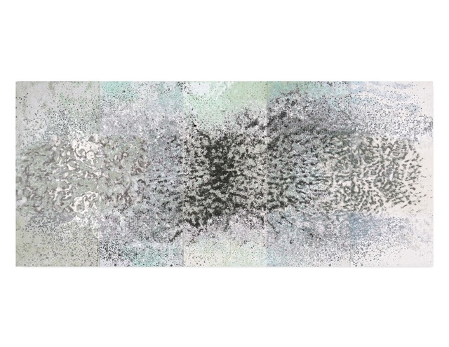 Yasmina Alaoui, ‘Green 5 panel #1’, 2016, Painting, Acrylic paint, pigment, salt and gravel on wood, Opera Gallery