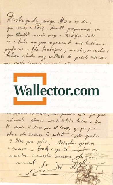 Salvador Dalí, ‘Letter with sketch by Dalì to Countess Pecci-Blunt’, 1934, Wallector