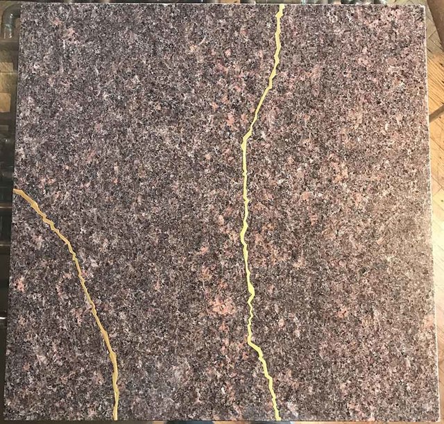 TJ Volonis, ‘Kinstugi Study #35’, 2016, Sculpture, Reclaimed red granite panel, urushi (lacquer), 24 karat gold, Ground Floor Gallery