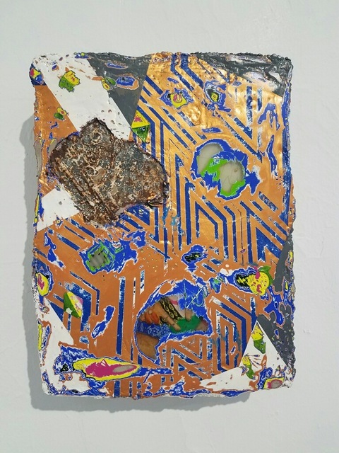 Duhirwe Rushemeza, ‘Untitled’, 2018, Painting, Oil and concrete with print on wood panel., Air Mattress Gallery