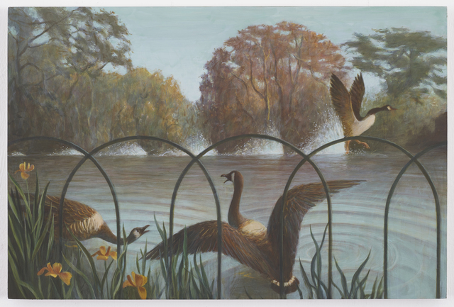 Benjamin Senior, ‘Waterside’, 2018, Painting, Egg tempera on cotton on plywood, Monica De Cardenas